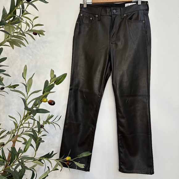 GAP Brown Faux Leather ‘90s Straight High Rise Pants – Size 29 (8P) - Picture 2 of 4